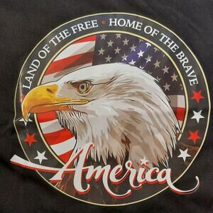 Graphic T-Shirt Mens Large America Land Of The Brave Home Of The Brave Eagle Tee